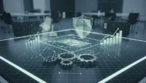 Infográfico abstrato sobre Web 3.0, Blockchain, valor de negócios e estratégia corporativa