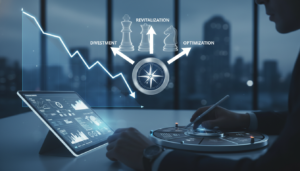 Gráfico de declínio de produto, gestão de portfólio, estratégia de desinvestimento, revitalização de produto, ciclo de vida do produto, Product Manager, ROI, OKRs