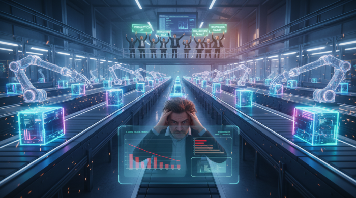 Fábrica de features, produção de funcionalidades, ausência de valor de negócio, Product Manager frustrado, resultados negativos